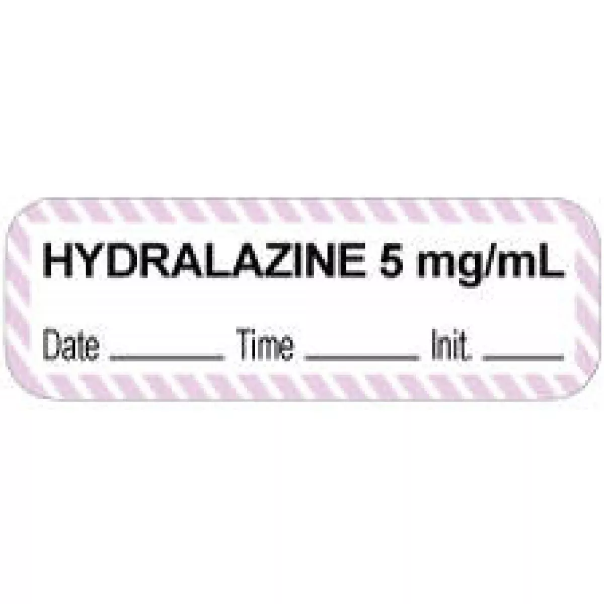 Anesthesia Label With Date, Time & Initial (Paper, Permanent) "Hydralazine 5 Mg/Ml" 1 1/2" X 1/2" White With Violet - 1000 Per Roll
