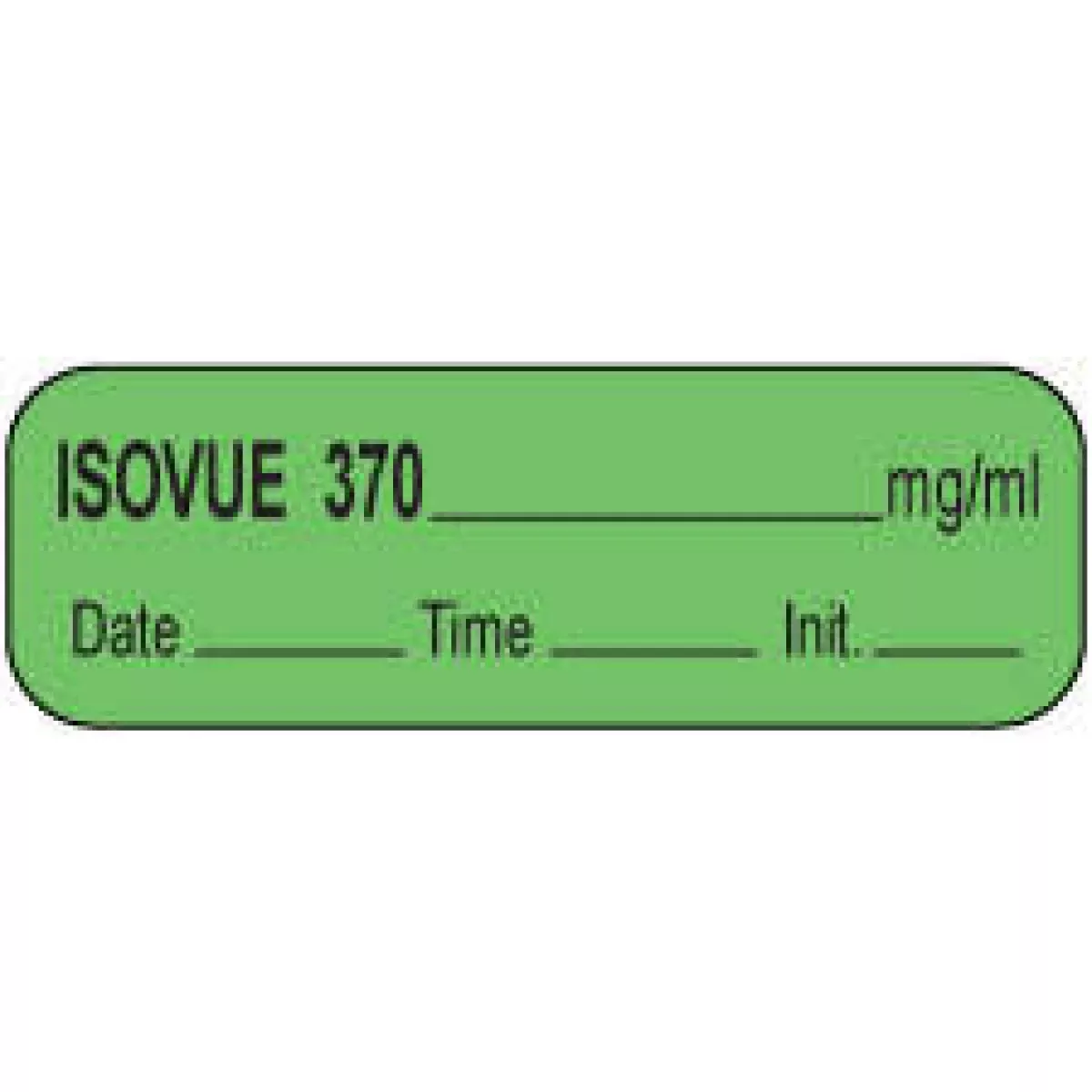 Anesthesia Label With Date, Time & Initial (Paper, Permanent) Isovue 370 Mg/Ml 1 1/2" X 1/2" Green - 1000 Per Roll