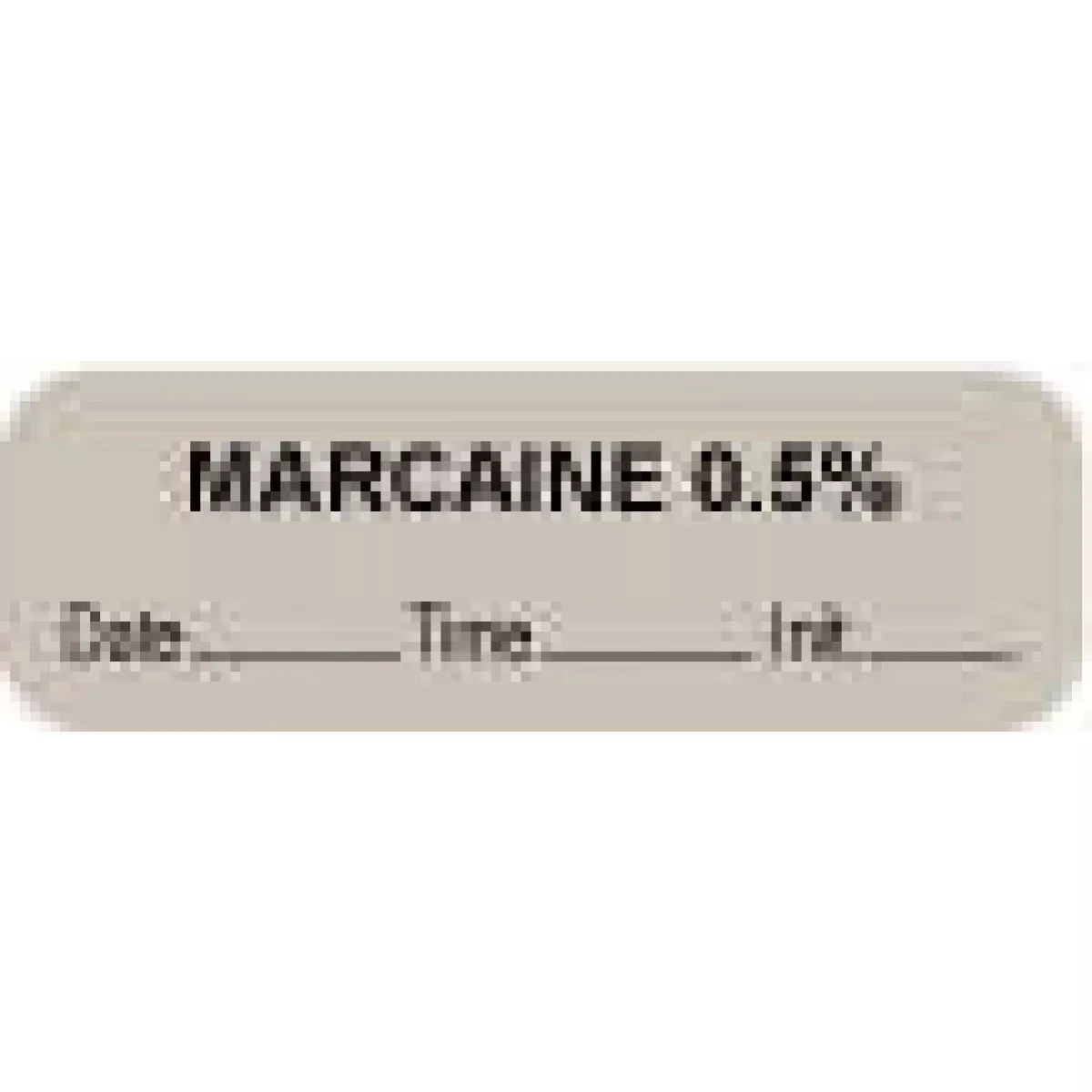 Anesthesia Label With Date, Time & Initial (Paper, Permanent) "Marcaine 0.5%" 1 1/2" X 1/2" Gray - 1000 Per Roll
