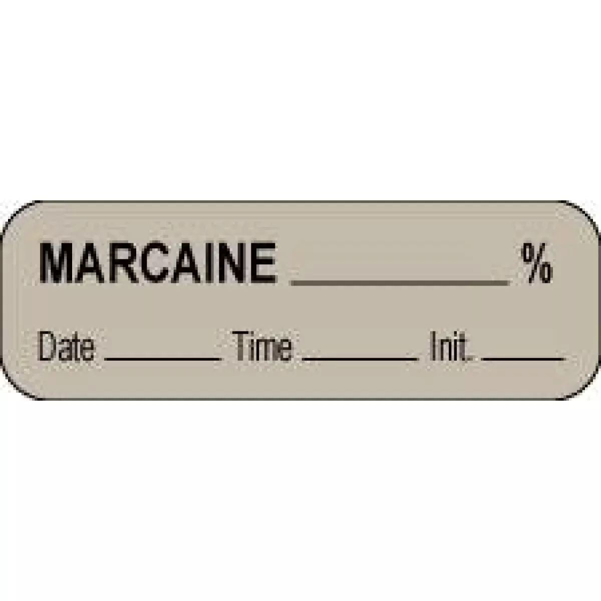 Anesthesia Label With Date, Time & Initial (Paper, Permanent) Marcaine % 1 1/2" X 1/2" Gray - 1000 Per Roll