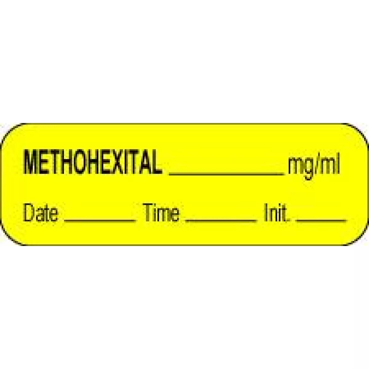 Anesthesia Label With Date, Time & Initial (Paper, Permanent) Methohexital Mg/Ml 1 1/2" X 1/2" Yellow - 1000 Per Roll