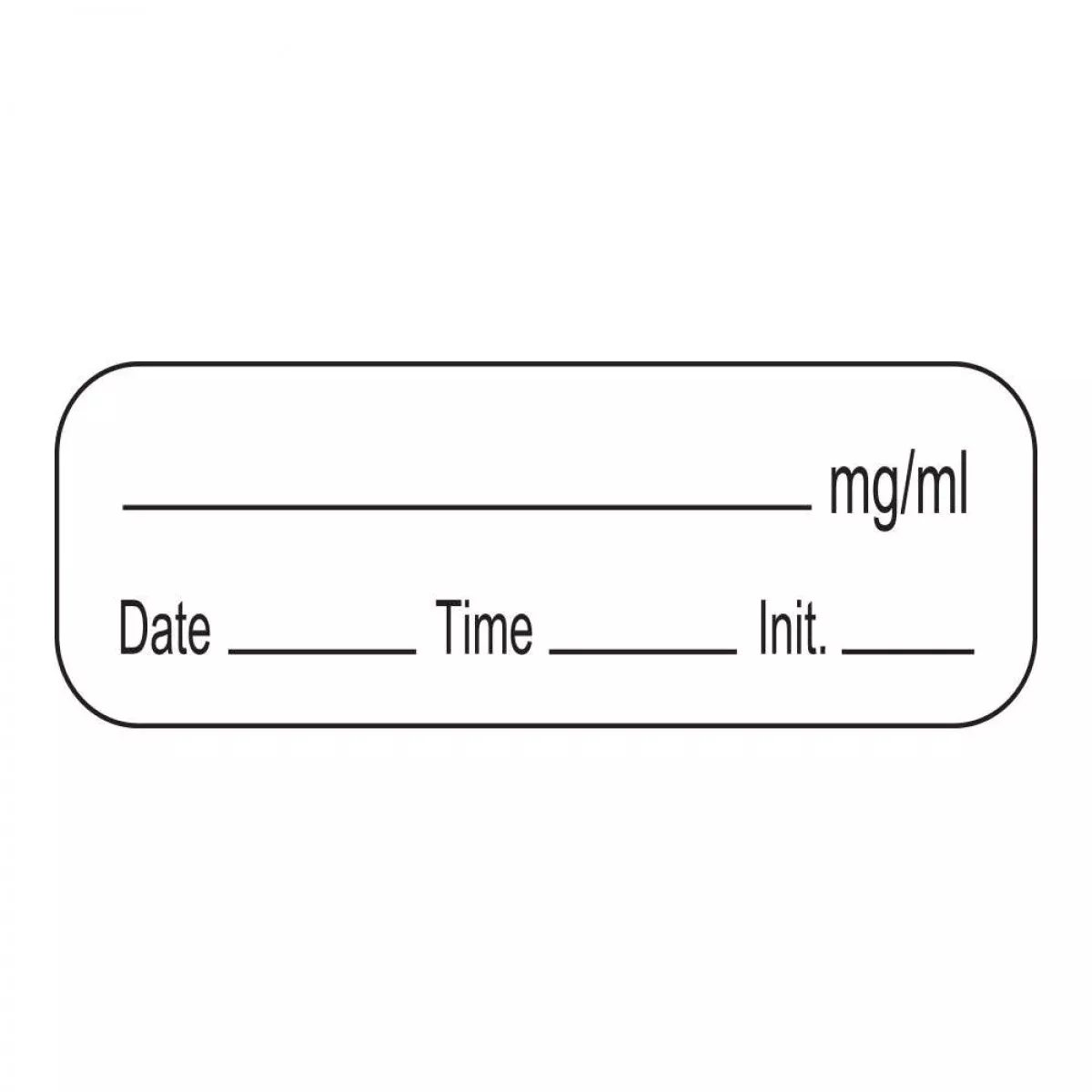 Anesthesia Label With Date, Time & Initial (Paper, Permanent) ___ Mg/Ml 1 1/2" X 1/2" White With Fluorescent Red - 1000 Per Roll