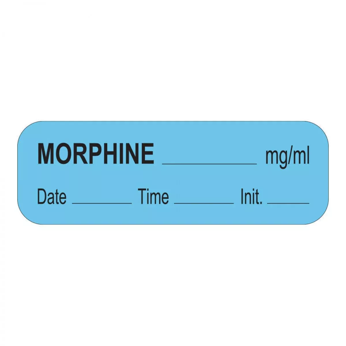 Anesthesia Label With Date, Time & Initial (Paper, Permanent) Morphine Mg/Ml 1 1/2" X 1/2" Blue - 1000 Per Roll