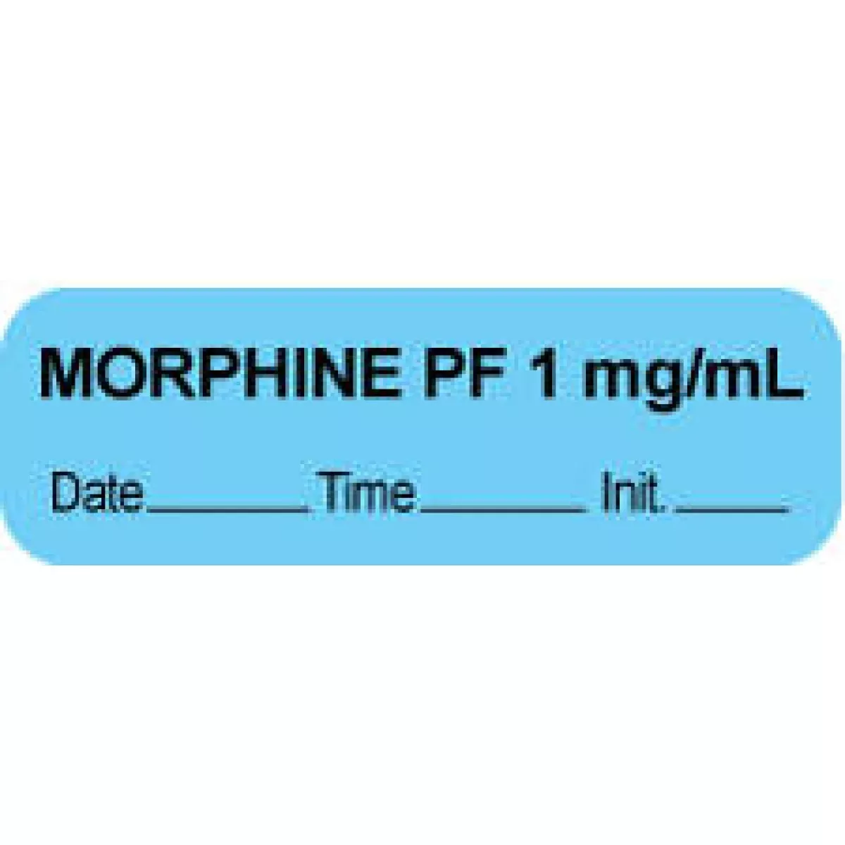 Anesthesia Label With Date, Time & Initial (Paper, Permanent) "Morphine Pf 1 Mg/Ml" 1 1/2" X 1/2" Blue - 1000 Per Roll