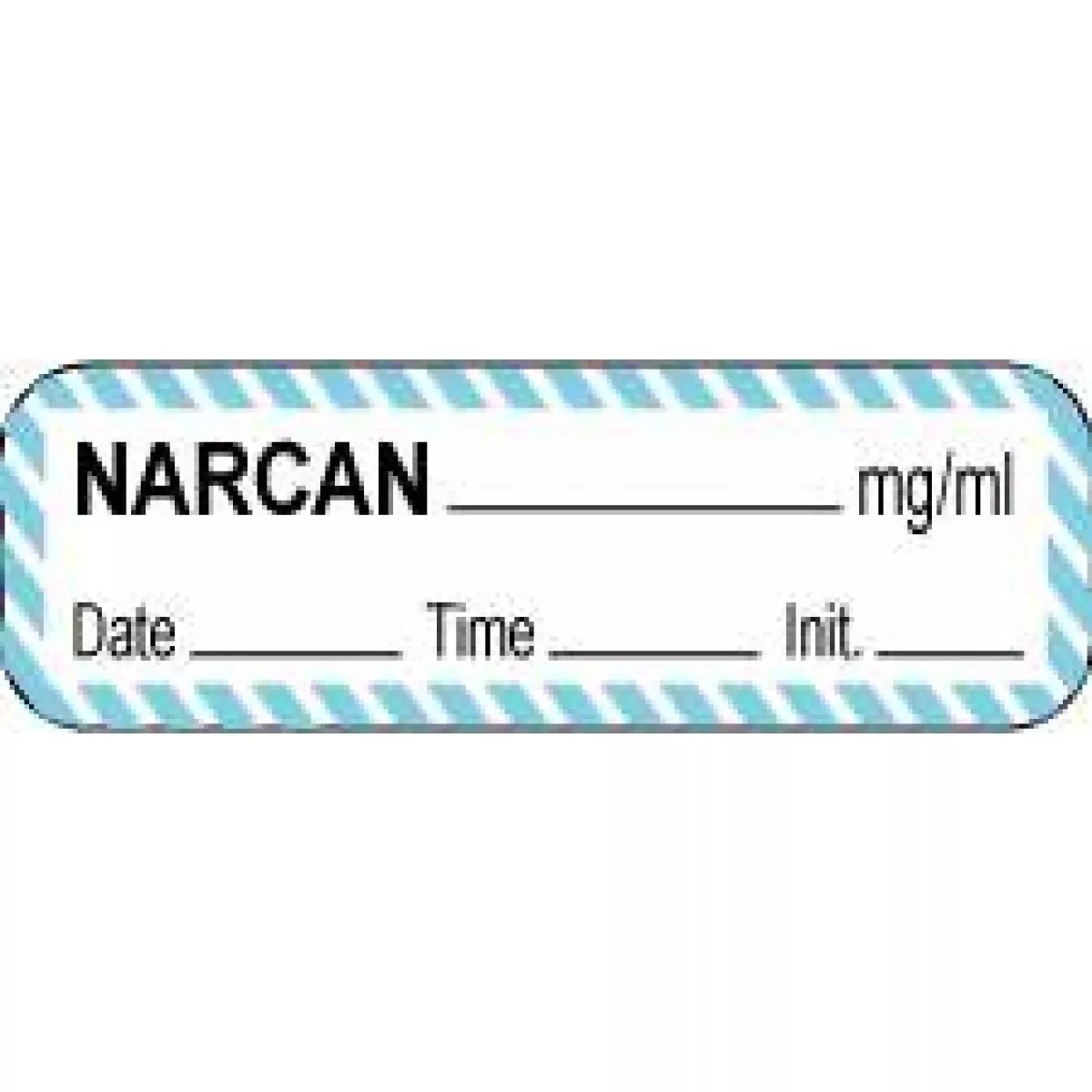 Anesthesia Label With Date, Time & Initial (Paper, Permanent) Narcan Mg/Ml 1 1/2" X 1/2" White With Blue - 1000 Per Roll
