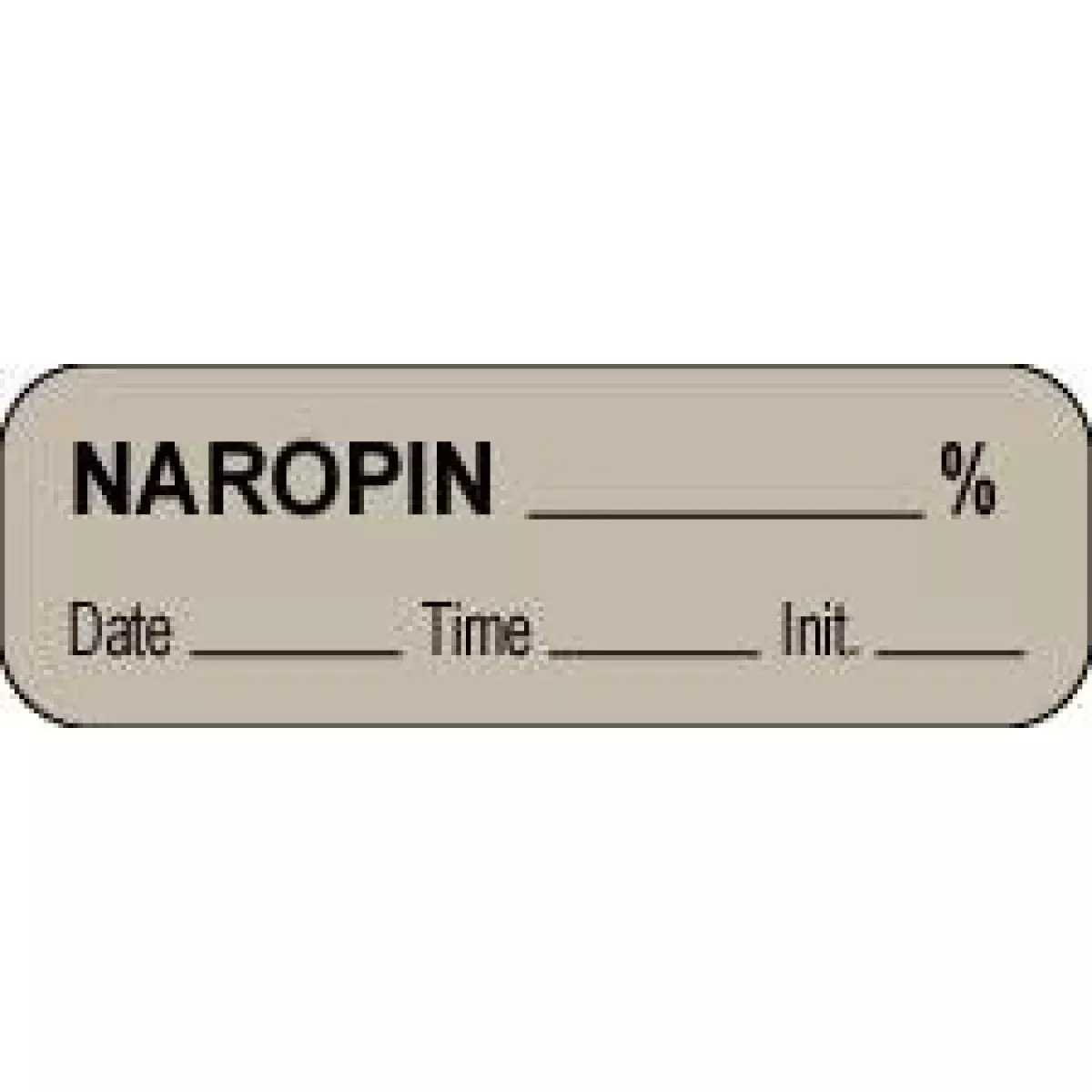Anesthesia Label With Date, Time & Initial (Paper, Permanent) Naropin % 1 1/2" X 1/2" Gray - 1000 Per Roll