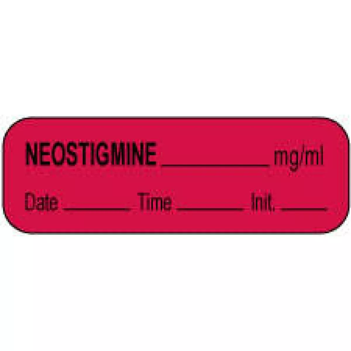 Anesthesia Label With Date, Time & Initial (Paper, Permanent) Neostigmine Mg/Ml 1 1/2" X 1/2" Fluorescent Red - 1000 Per Roll