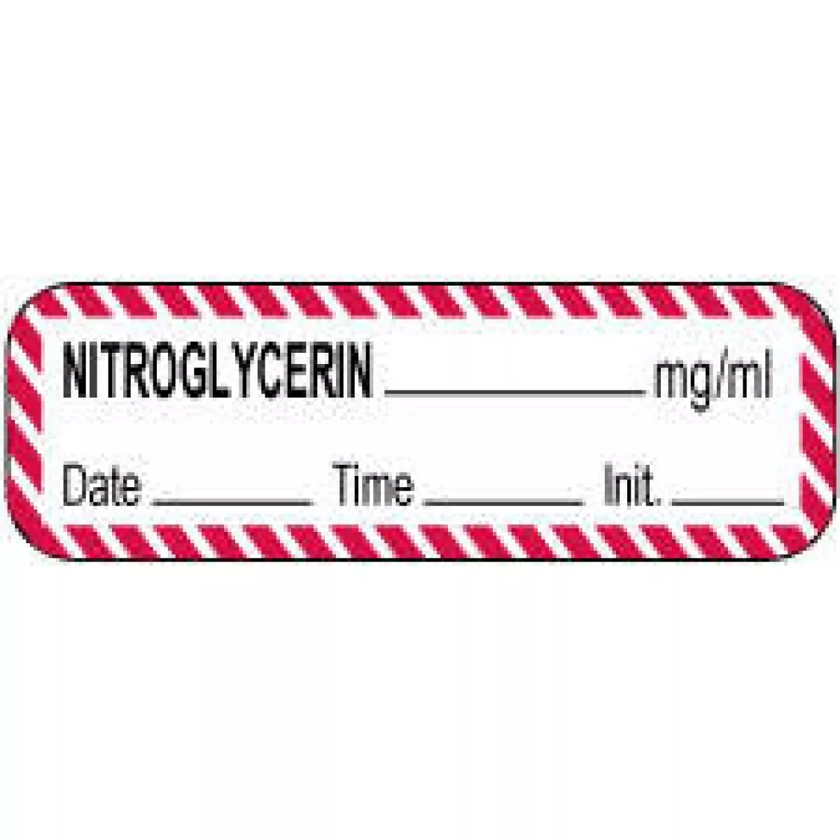 Anesthesia Label With Date, Time & Initial (Paper, Permanent) Nitroglycerin Mg/Ml 1 1/2" 1 1/2" X 1/2" White With Fluorescent Red - 1000 Per Roll