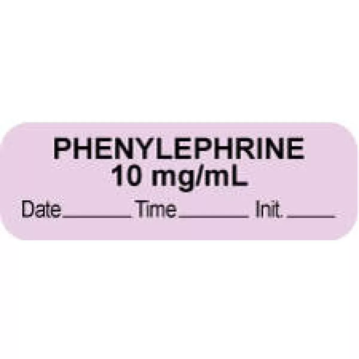Anesthesia Label With Date, Time & Initial (Paper, Permanent) "Phenylephrine 10 Mg/Ml" 1 1/2" X 1/2" Violet - 1000 Per Roll