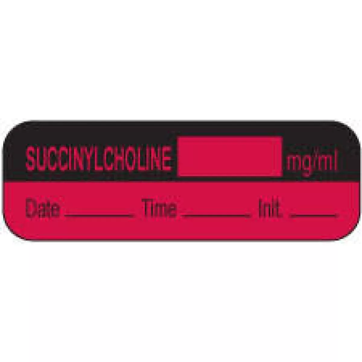 Anesthesia Label With Date, Time & Initial (Paper, Permanent) Succinylcholine Mg/Ml 1 1/2" X 1/2" Fluorescent Red - 1000 Per Roll