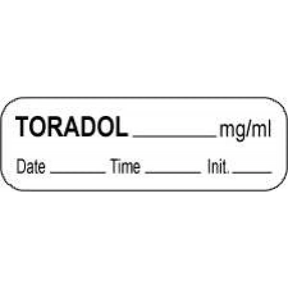 Anesthesia Label With Date, Time & Initial (Paper, Permanent) Toradol Mg/Ml 1 1/2" X 1/2" White - 1000 Per Roll