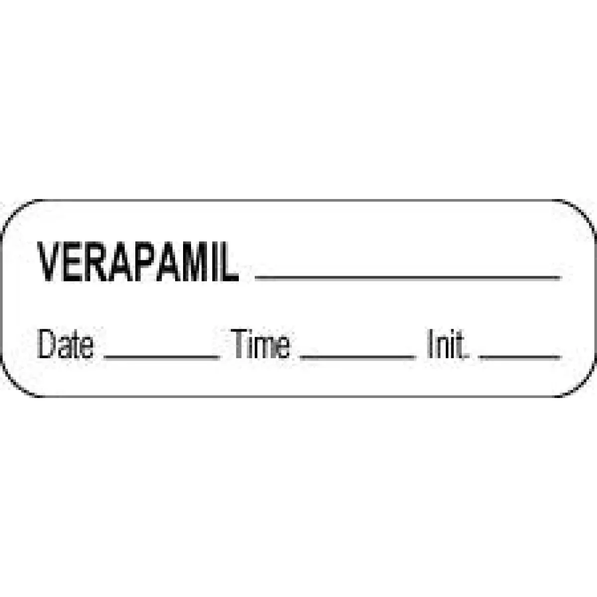 Anesthesia Label With Date, Time & Initial (Paper, Permanent) Verapamil 1 1/2" X 1/2" White - 1000 Per Roll