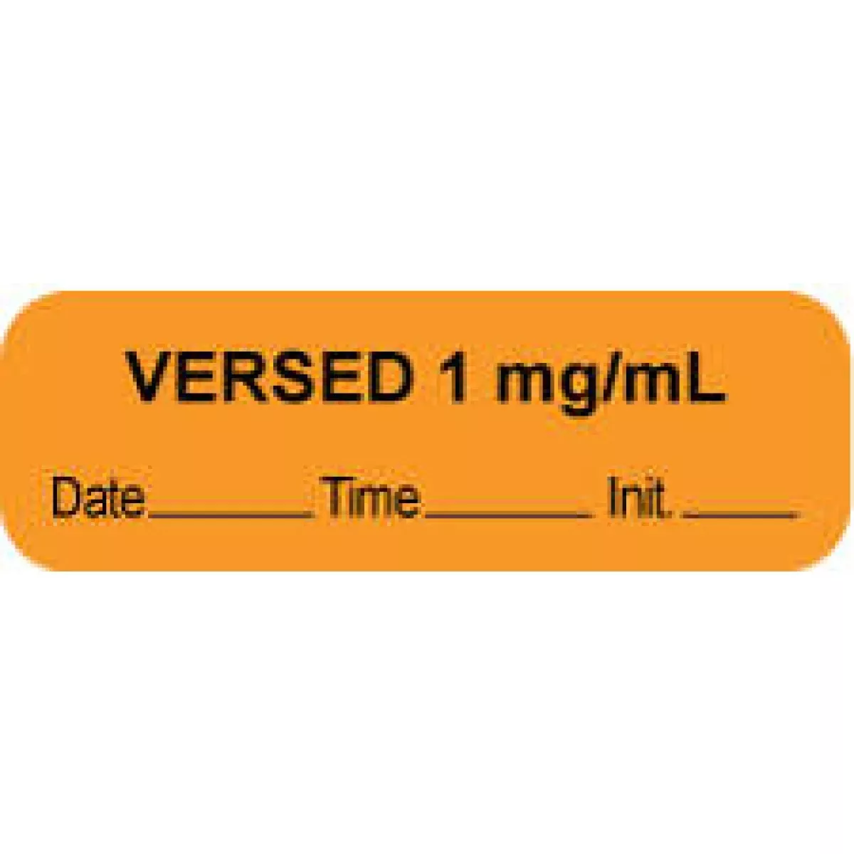 Anesthesia Label With Date, Time & Initial (Paper, Permanent) "Versed 1 Mg/Ml" 1 1/2" X 1/2" Orange - 1000 Per Roll