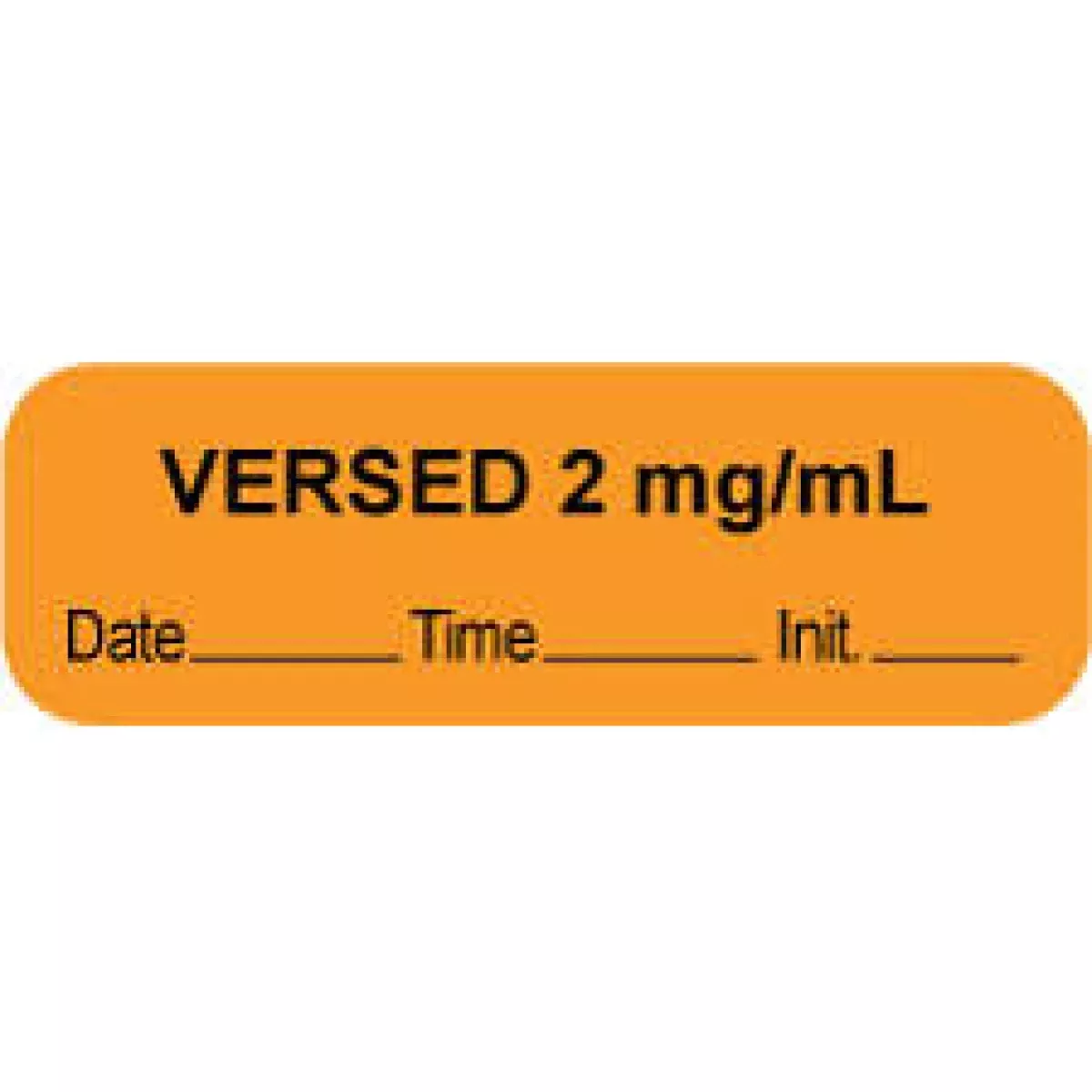 Anesthesia Label With Date, Time & Initial (Paper, Permanent) "Versed 2 Mg/Ml" 1 1/2" X 1/2" Orange - 1000 Per Roll