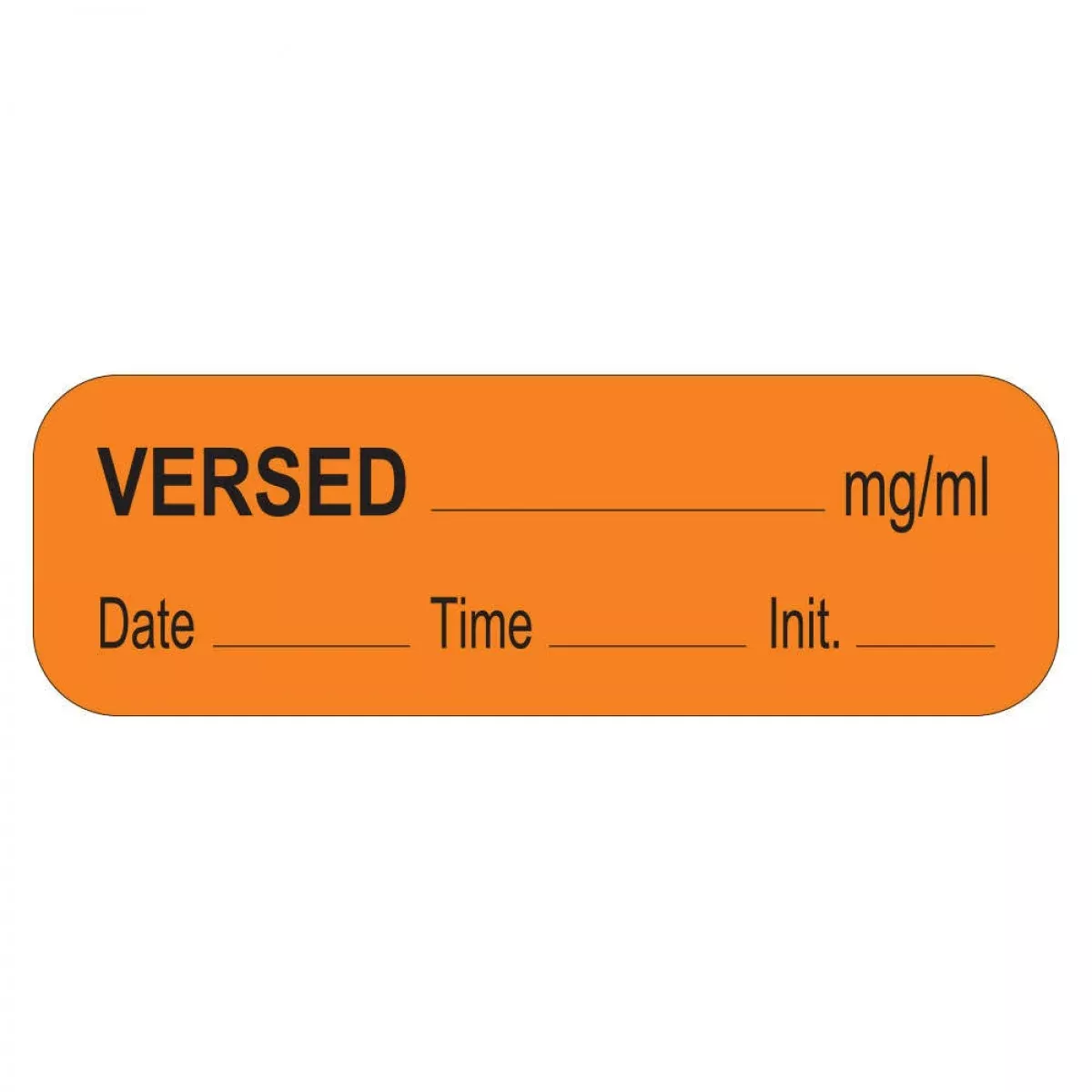 Anesthesia Label With Date, Time & Initial (Paper, Permanent) Versed Mg/Ml 1 1/2" X 1/2" Green - 1000 Per Roll