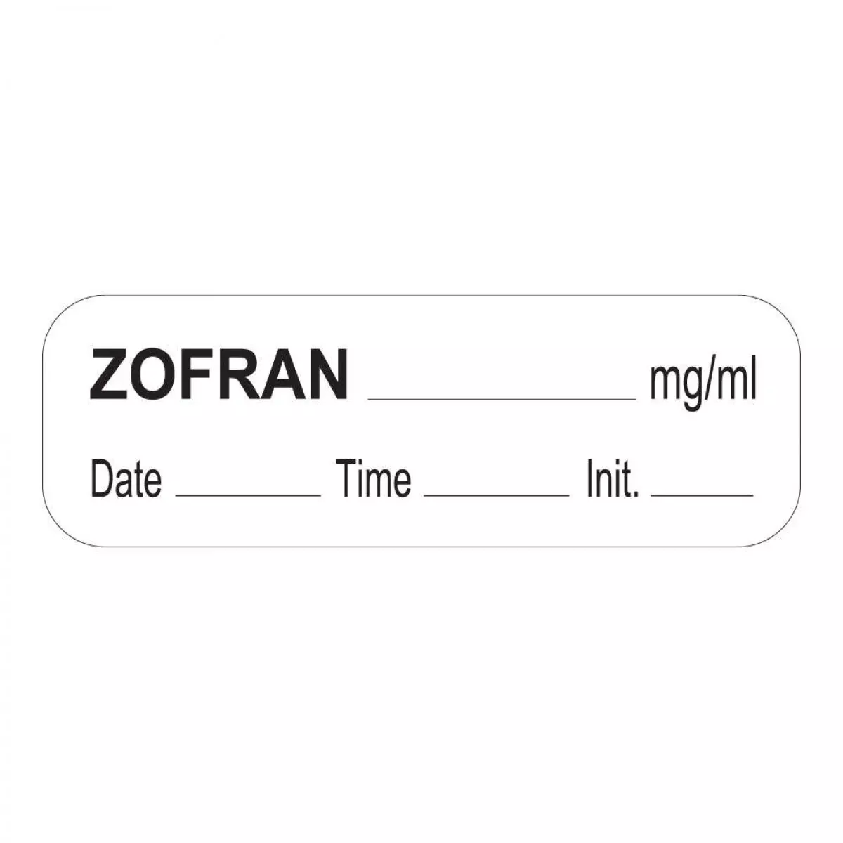 Anesthesia Label With Date, Time & Initial (Paper, Permanent) Zofran Mg/Ml 1 1/2" X 1/2" White - 1000 Per Roll