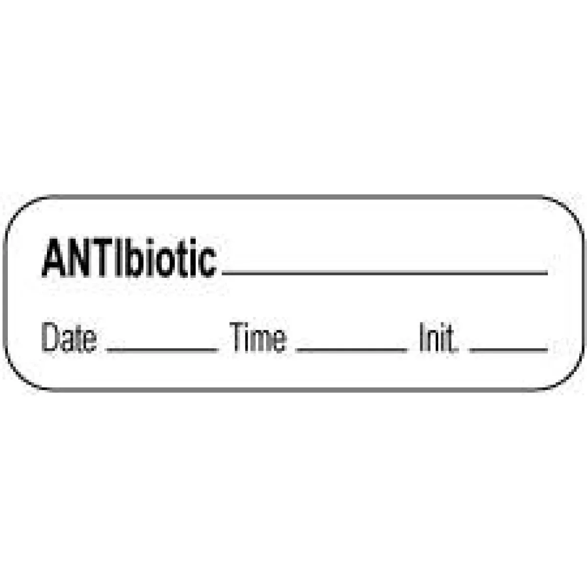Anesthesia Label With Date, Time & Initial | Tall-Man Lettering (Paper, Permanent) Antibiotic Mg/Ml 1 1/2" X 1/2" White - 1000 Per Roll