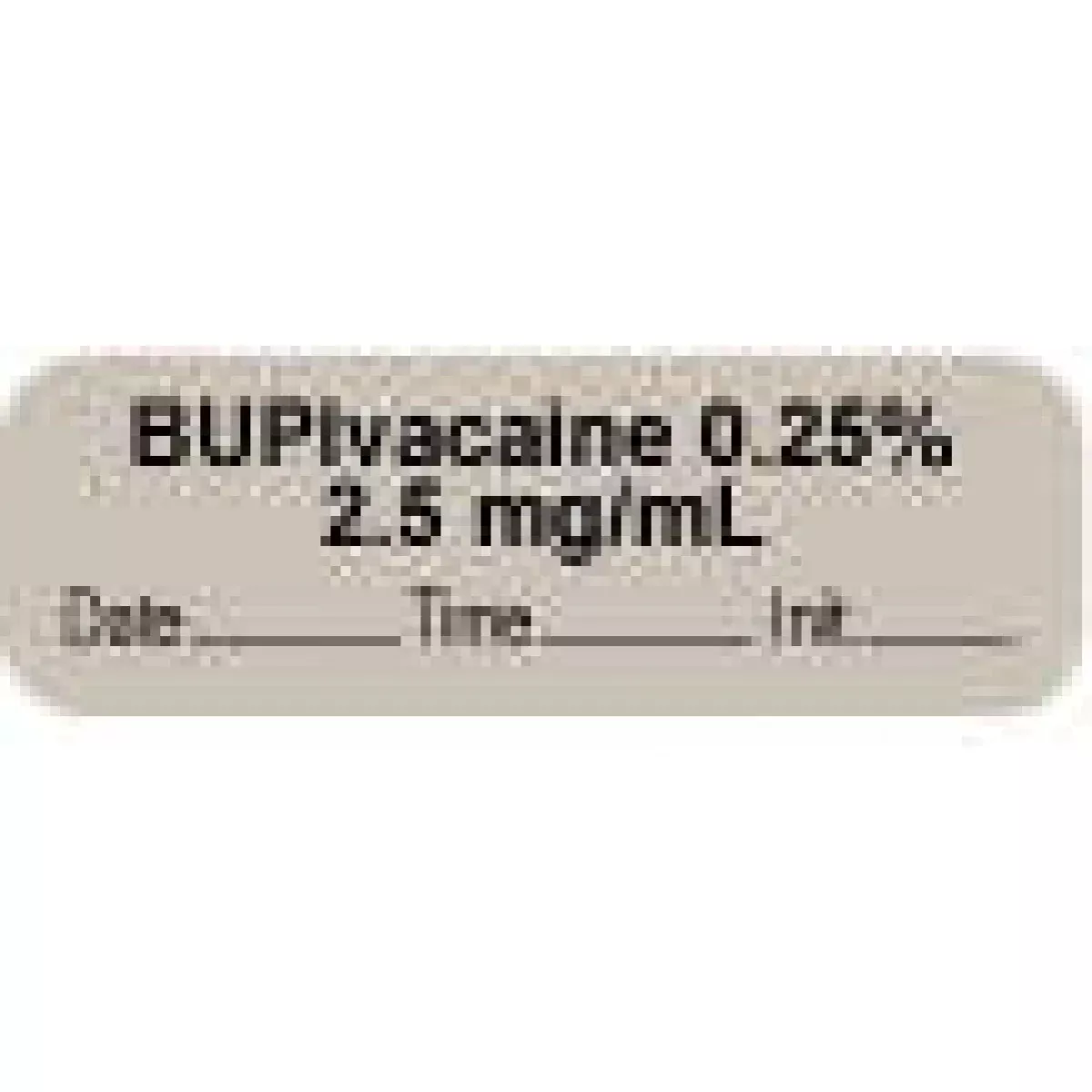Anesthesia Label With Date, Time & Initial | Tall-Man Lettering (Paper, Permanent) "Bupivacaine 0.5%" 1 1/2" X 1/2" Gray - 1000 Per Roll