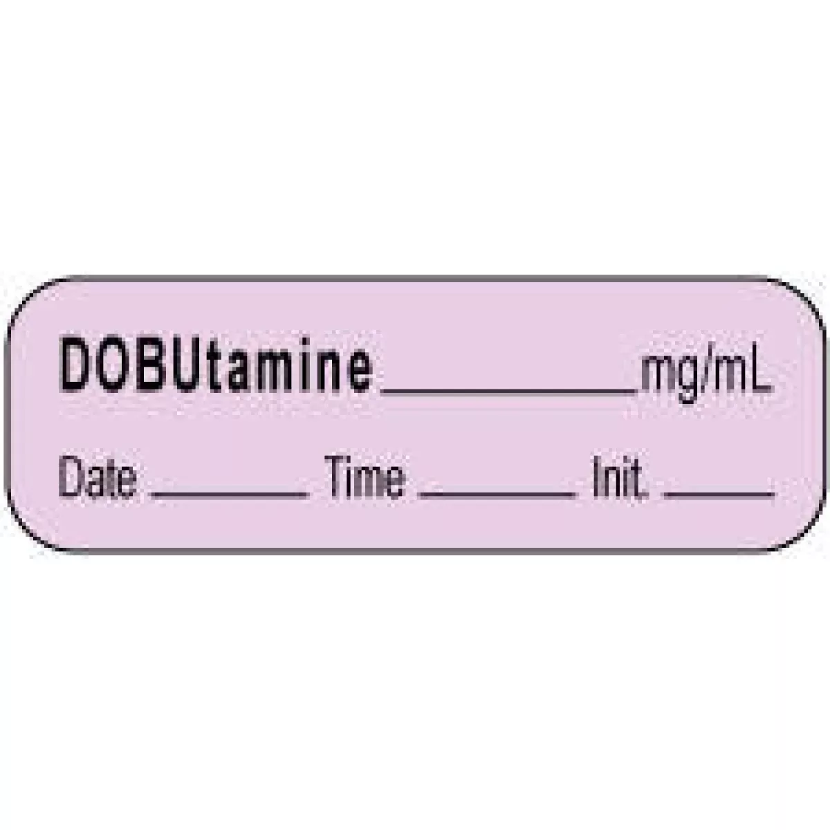 Anesthesia Label With Date, Time & Initial | Tall-Man Lettering (Paper, Permanent) Dobutamine Mg/Ml 1 1/2" 1 1/2" X 1/2" Violet - 1000 Per Roll