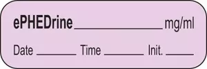 Anesthesia Label With Date, Time & Initial | Tall-Man Lettering (Paper, Permanent) Ephedrine Mg/Ml 1 1/2" X 1/2" Violet - 1000 Per Roll