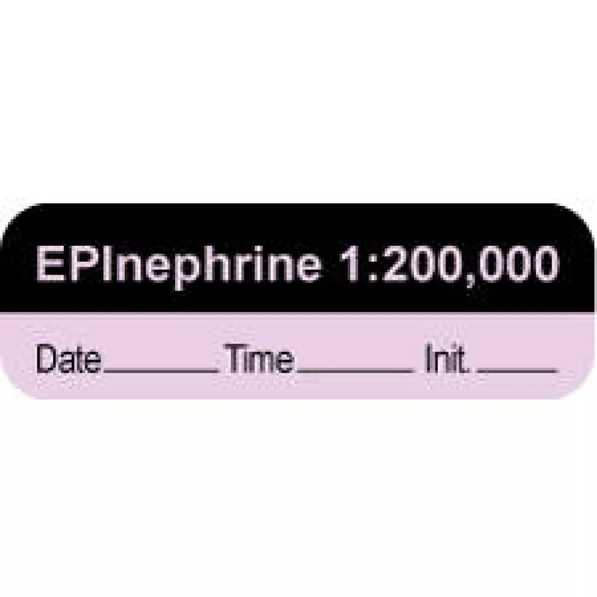 Anesthesia Label With Date, Time & Initial | Tall-Man Lettering (Paper, Permanent) "Epinephrine 1:100,000" 1 1/2" X 1/2" Violet And Black - 1000 Per Roll