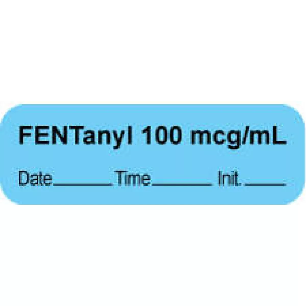Anesthesia Label With Date, Time & Initial | Tall-Man Lettering (Paper, Permanent) "Fentanyl 50 Mg/Ml" 1 1/2" X 1/2" Blue - 1000 Per Roll