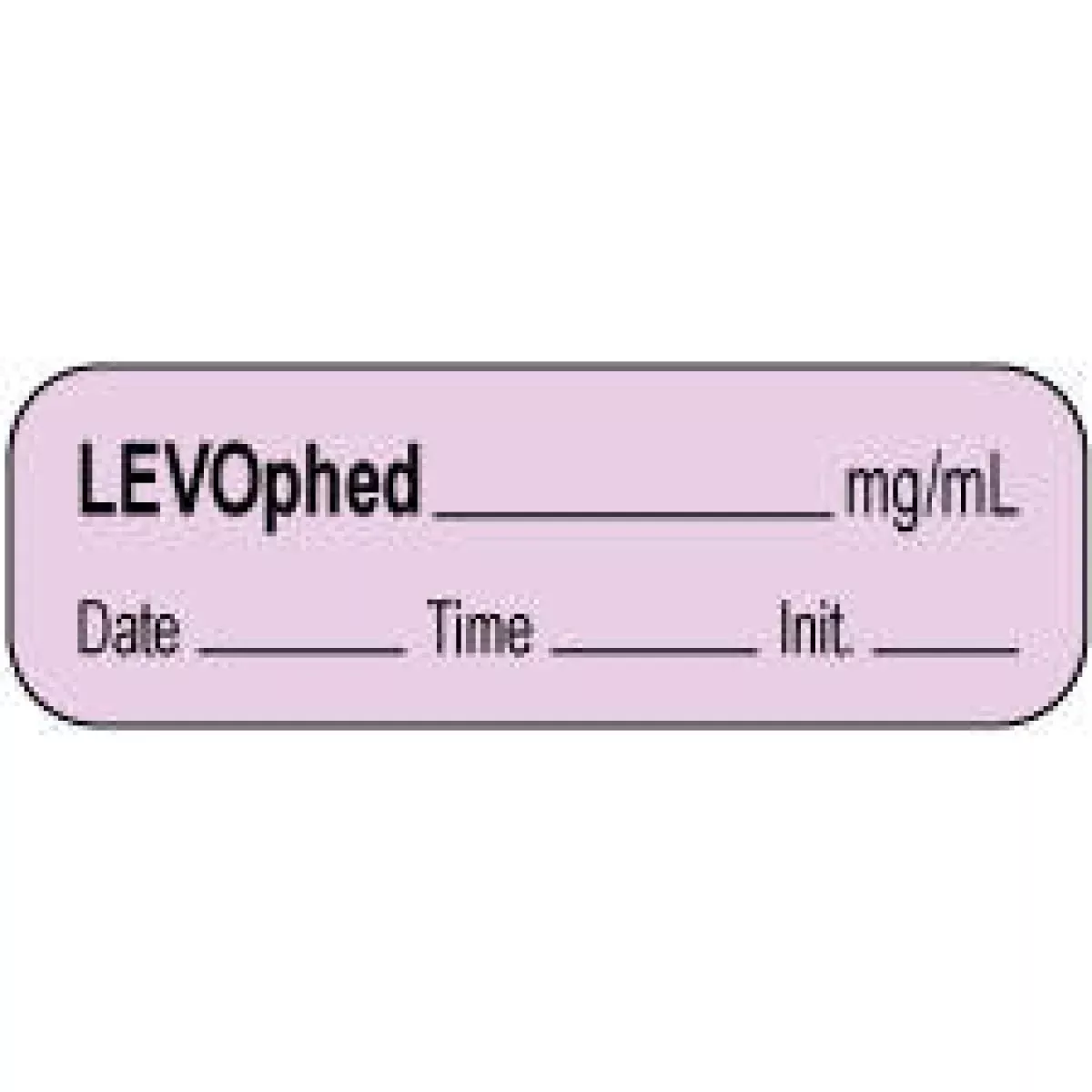Anesthesia Label With Date, Time & Initial | Tall-Man Lettering (Paper, Permanent) Levophed Mg/Ml 1 1/2" X 1/2" Violet - 1000 Per Roll