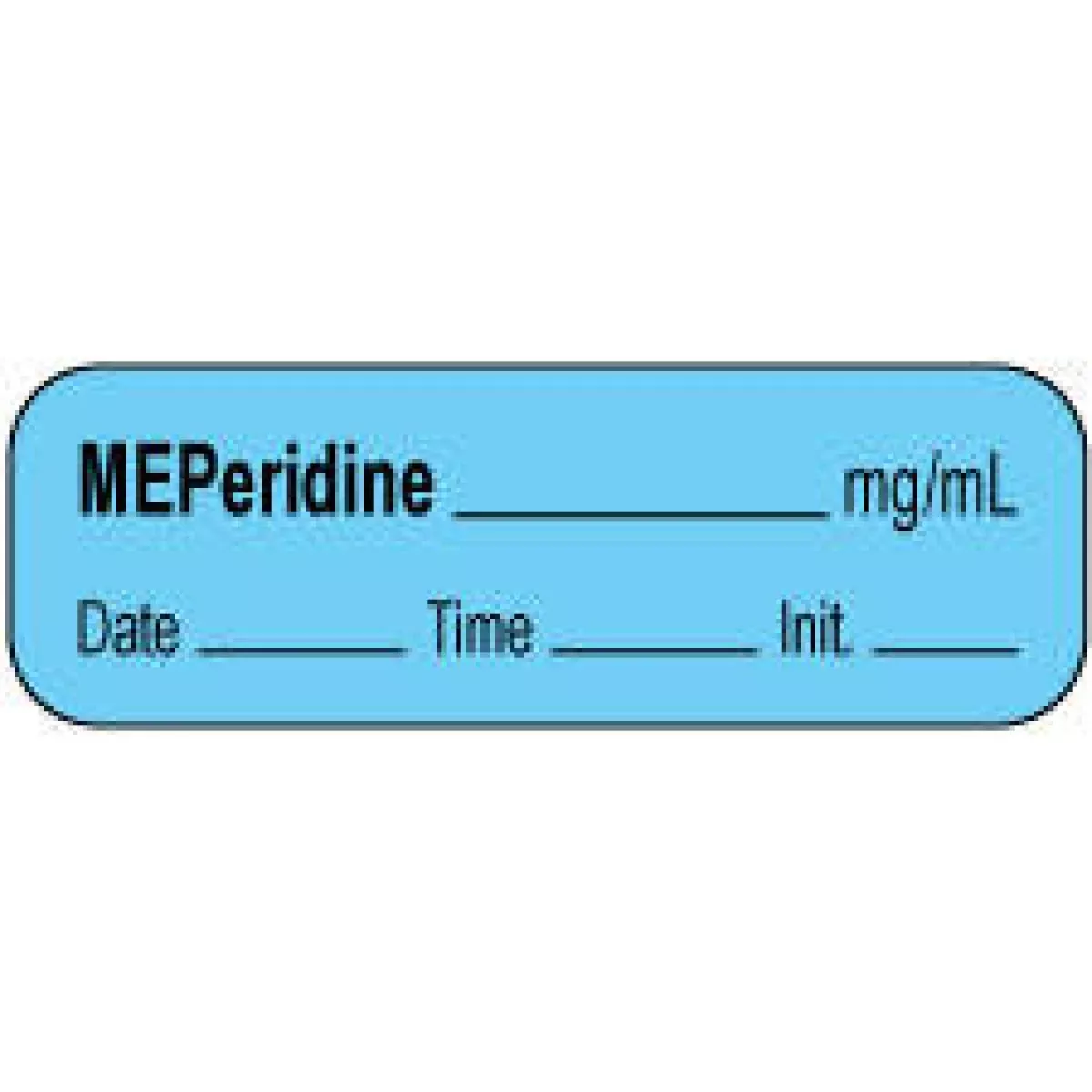 Anesthesia Label With Date, Time & Initial | Tall-Man Lettering (Paper, Permanent) Meperidine Mg/Ml 1 1/2" X 1/2" Blue - 1000 Per Roll
