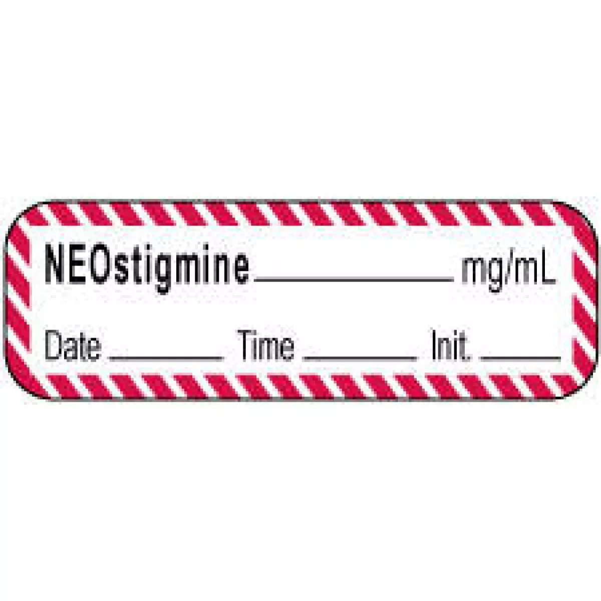 Anesthesia Label With Date, Time & Initial | Tall-Man Lettering (Paper, Permanent) Neostigmine Mg/Ml 1 1/2" X 1/2" White With Fluorescent Red - 1000 Per Roll
