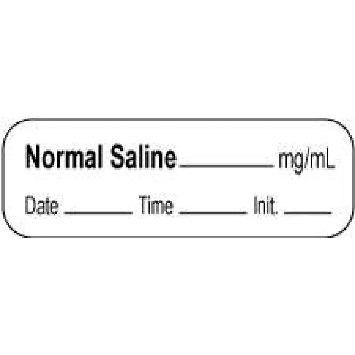 Anesthesia Label With Date, Time & Initial | Tall-Man Lettering (Paper, Permanent) Normal Saline Mg/Ml 1 1/2" X 1/2" White - 1000 Per Roll
