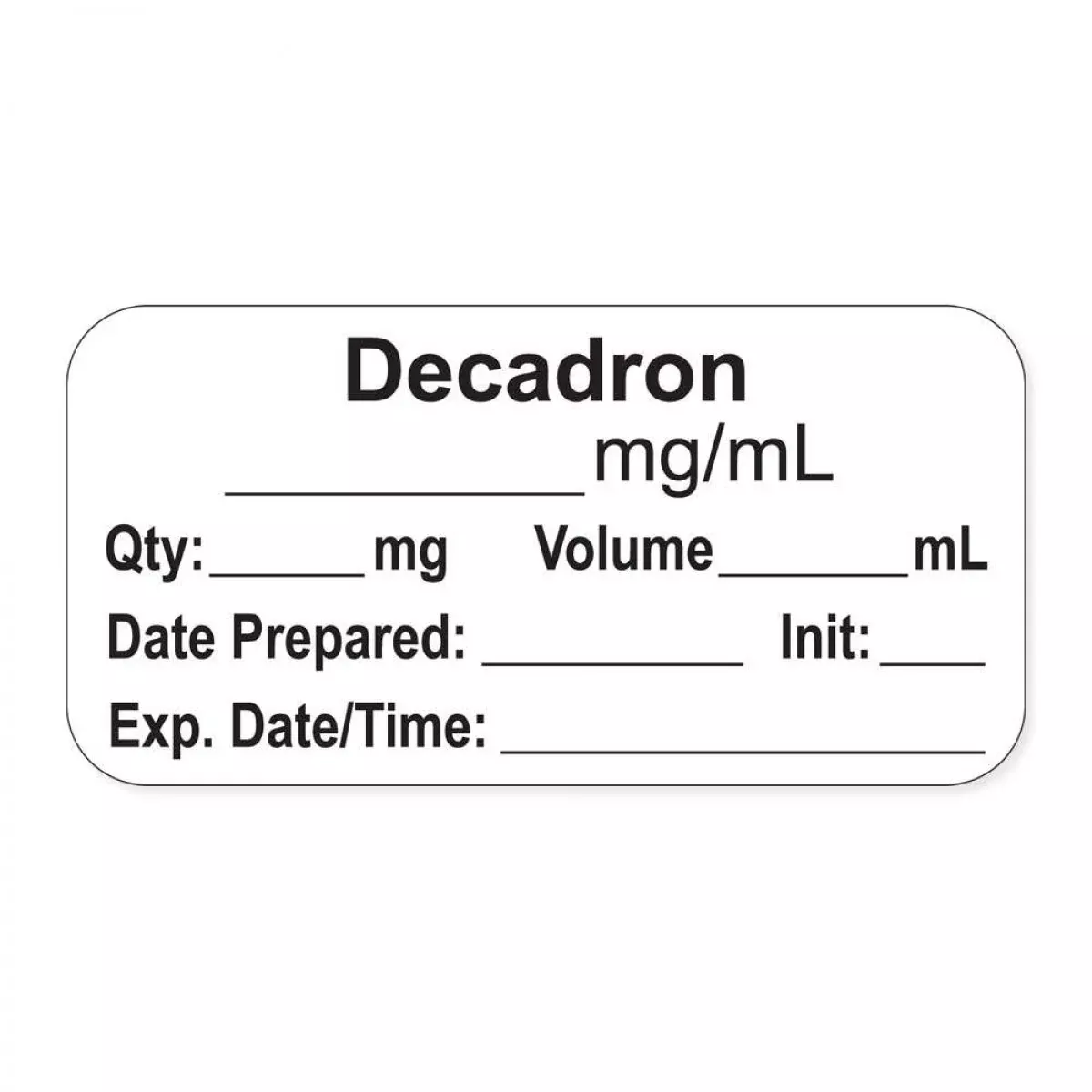 Anesthesia Label, With Expiration Date, Time & Initial (Paper, Permanent) "Decadron Mg/Ml" 1-1/2" X 3/4"White - 500 Per Roll