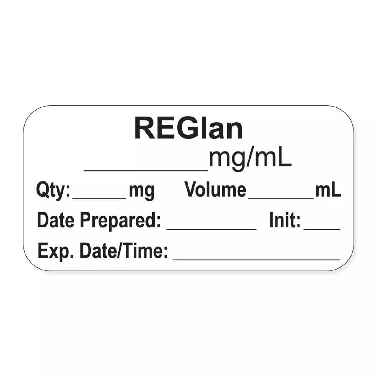 Anesthesia Label, With Expiration Date, Time & Initial (Paper, Permanent) "Reglan Mg/Ml" 1-1/2" X 3/4"White - 500 Per Roll