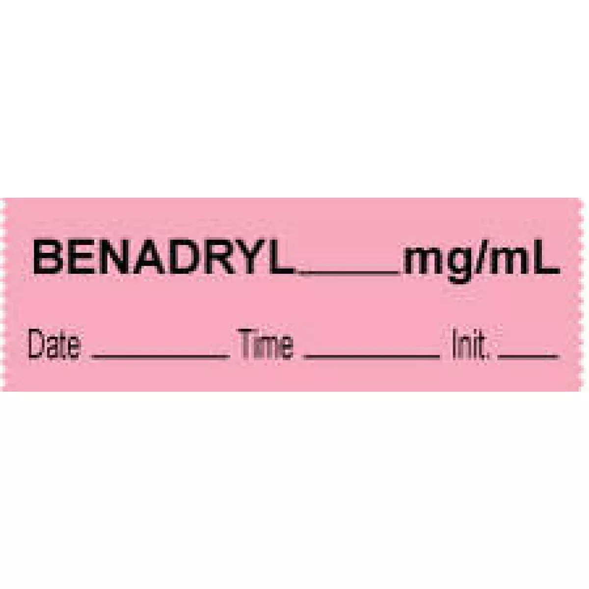 Anesthesia Tape With Date, Time & Initial (Removable) Benadryl Mg/Ml 1/2" X 500" - 333 Imprints - Pink - 500 Inches Per Roll