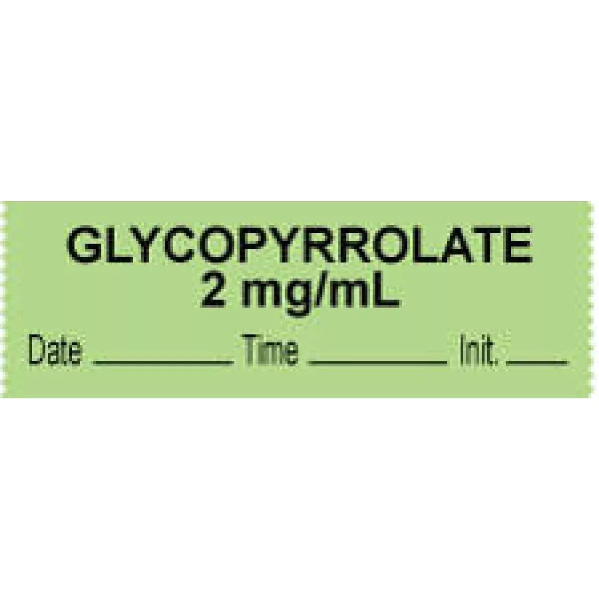 Anesthesia Tape With Date, Time & Initial (Removable) "Glycopyrrolate 2 Mg/Ml" 1/2" X 500" Green - 333 Imprints - 500 Inches Per Roll