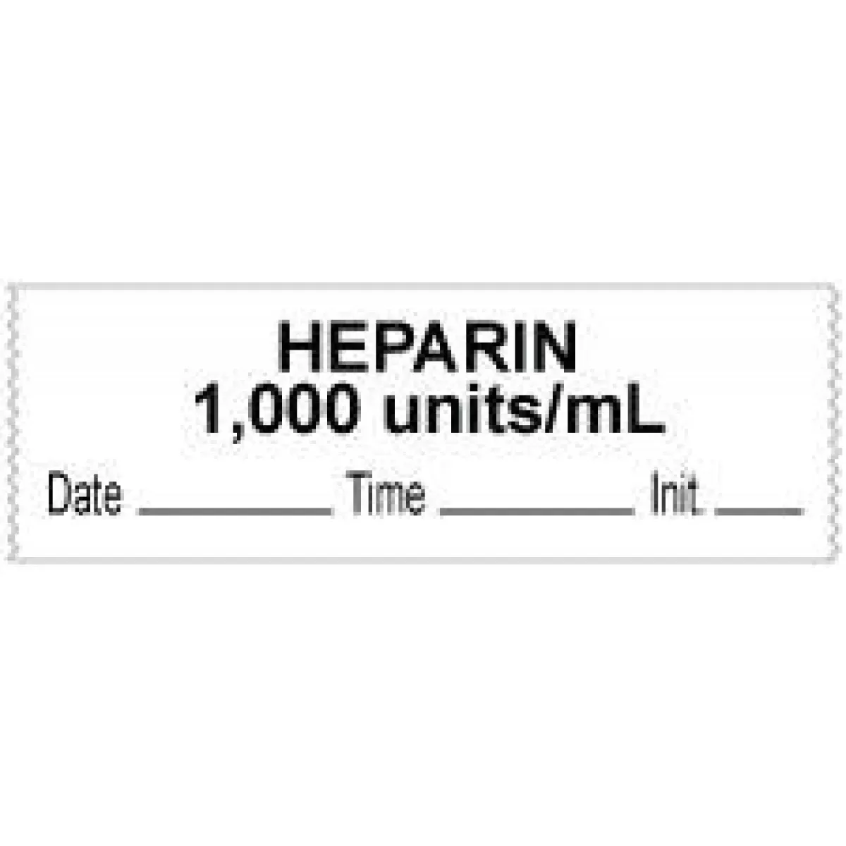 Anesthesia Tape With Date, Time & Initial (Removable) "Heparin 1000 Units/Ml" 1/2" X 500" White - 333 Imprints - 500 Inches Per Roll