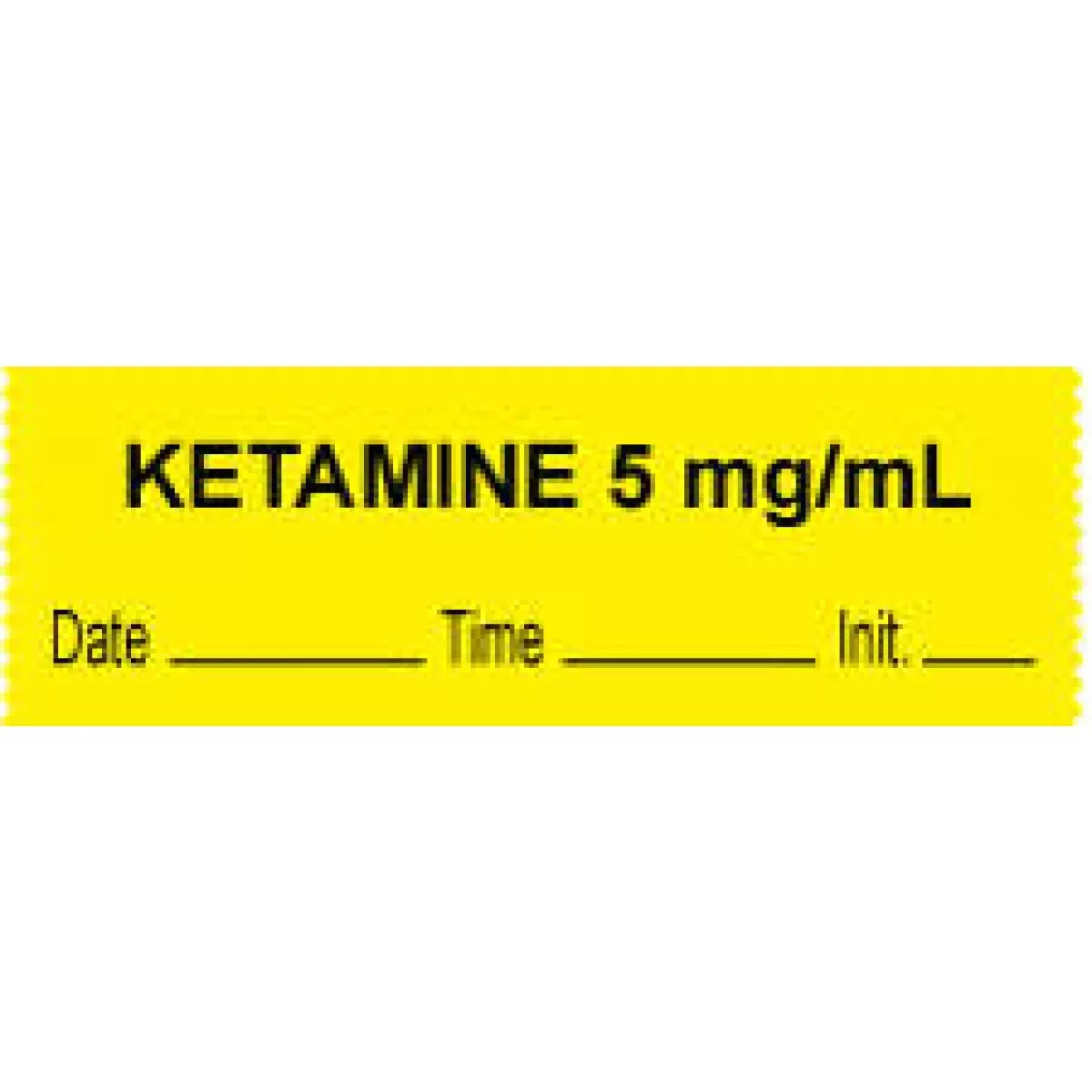Anesthesia Tape With Date, Time & Initial (Removable) "Ketamine 5 Mg/Ml" 1/2" X 500" Yellow - 333 Imprints - 500 Inches Per Roll