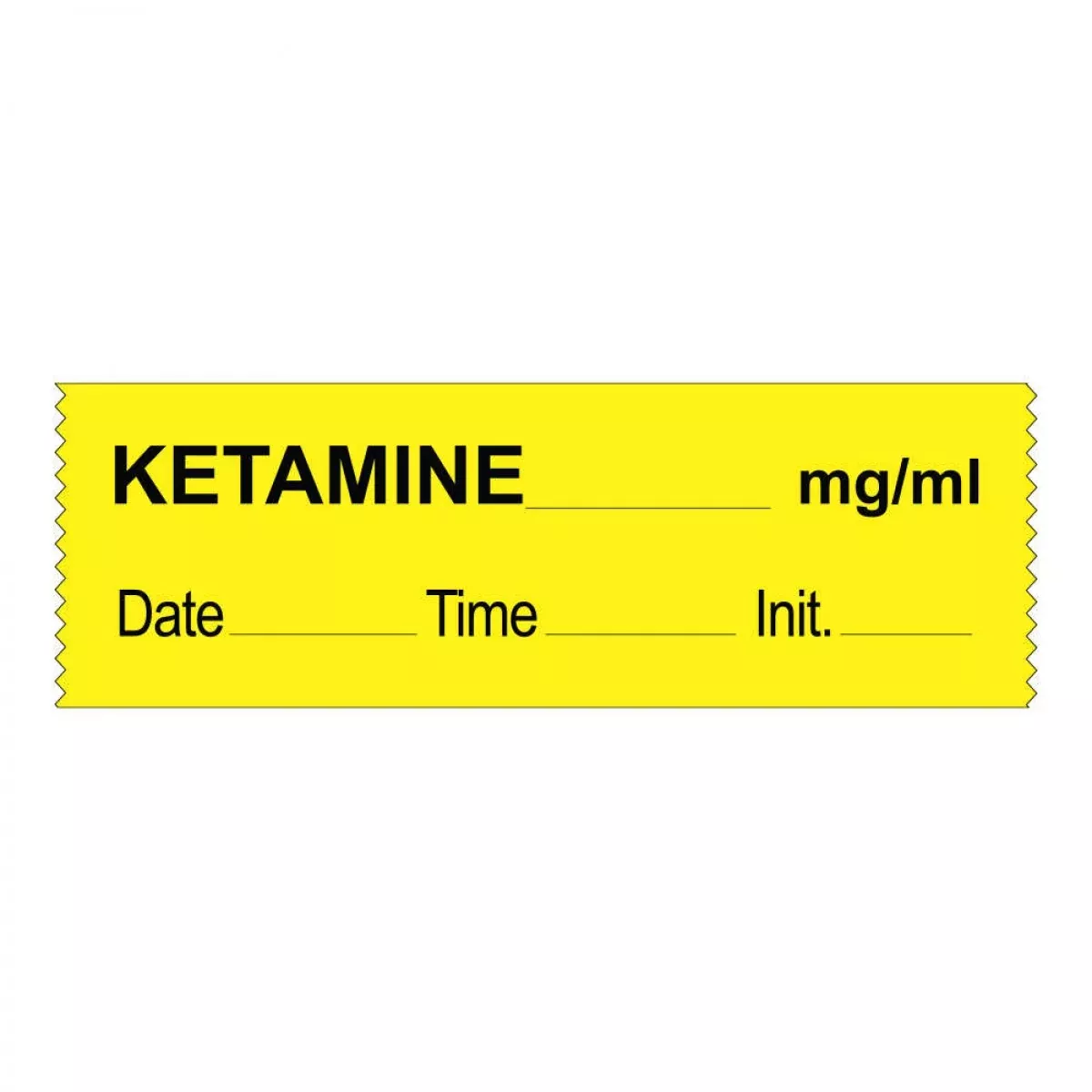Anesthesia Tape With Date, Time & Initial (Removable) Ketamine Mg/Ml 1/2" X 500" - 333 Imprints - Yellow - 500 Inches Per Roll