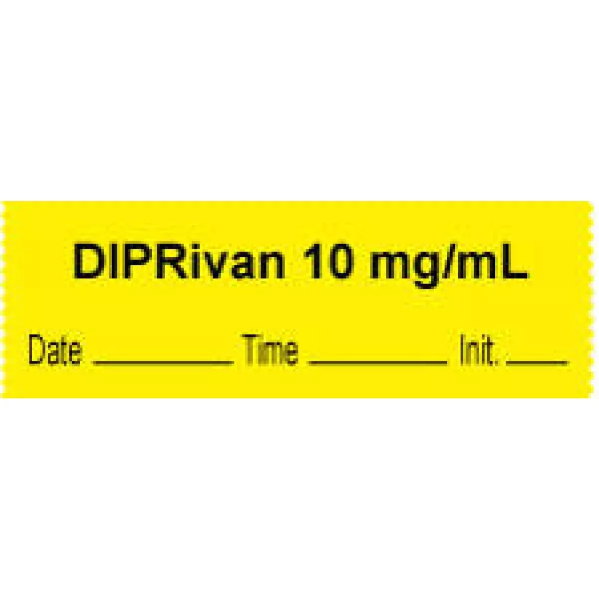Anesthesia Tape With Date, Time & Initial | Tall-Man Lettering (Removable) "Diprivan 10 Mg/Ml" 1/2" X 500" Yellow - 333 Imprints - 500 Inches Per Roll