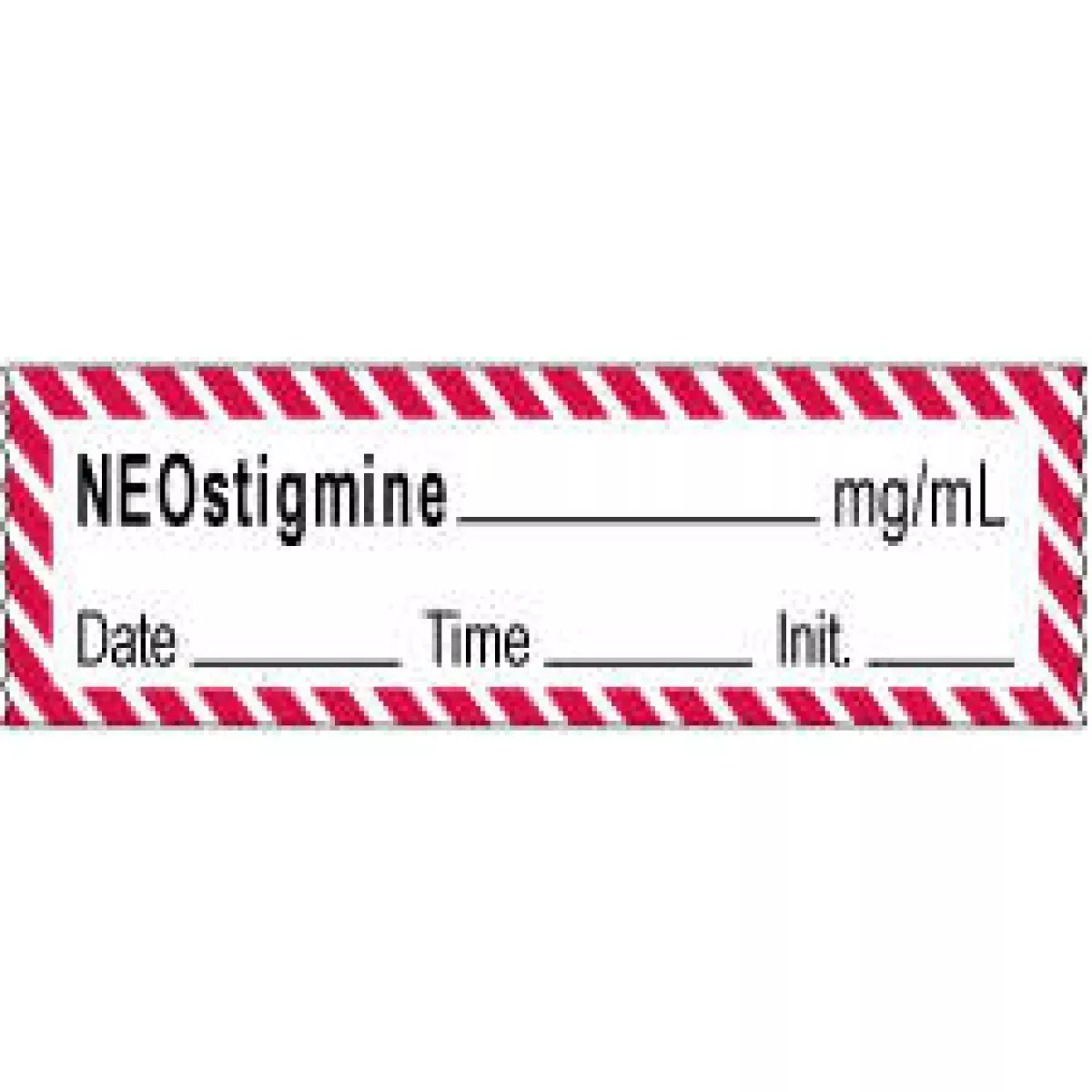 Anesthesia Tape With Date, Time & Initial | Tall-Man Lettering (Removable) Neostigmine Mg/Ml 1/2" X 500" - 333 Imprints - White With Fluorescent Red - 500 Inches Per Roll