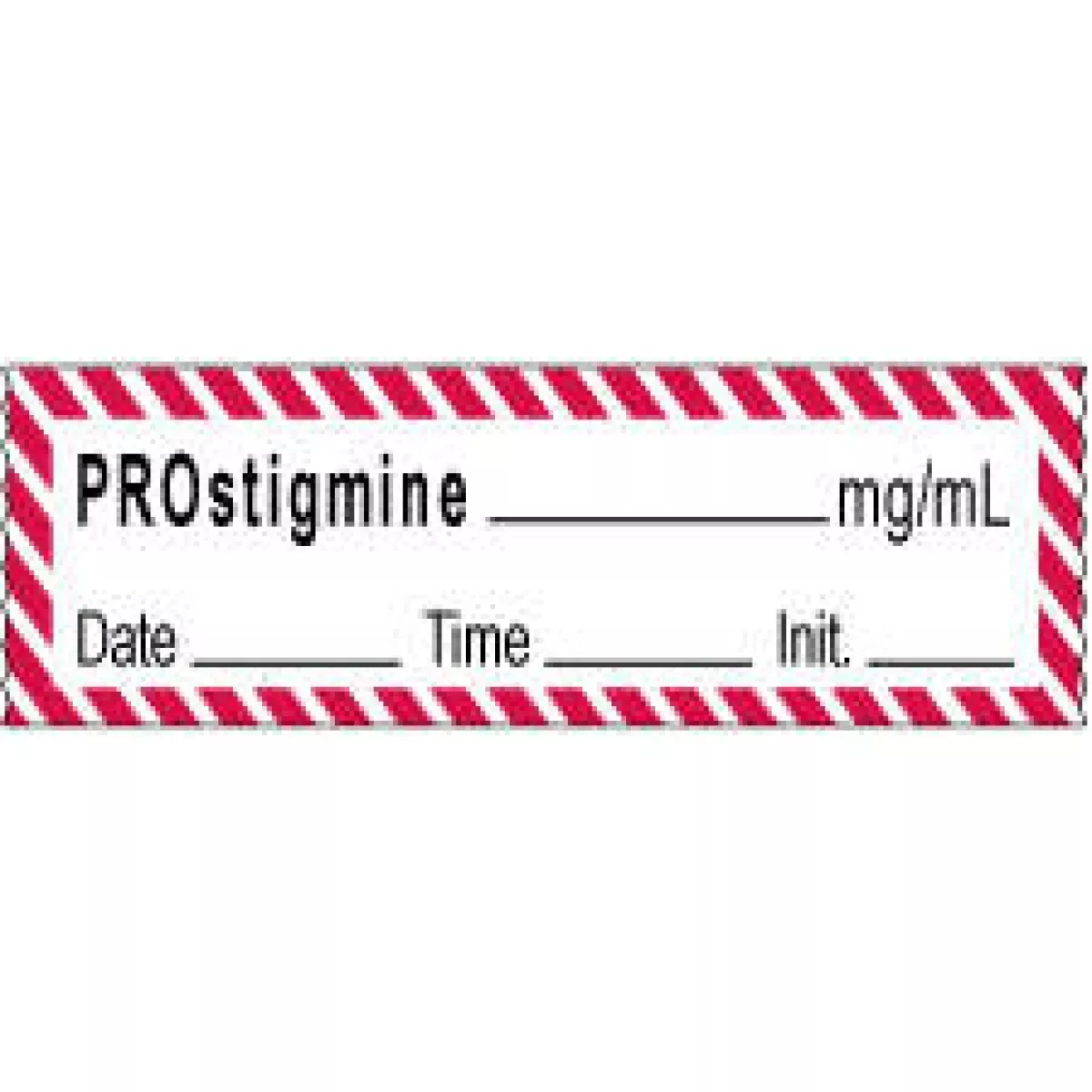 Anesthesia Tape With Date, Time & Initial | Tall-Man Lettering (Removable) Prosigmine Mg/Ml 1/2" X 500" - 333 Imprints - White With Fluorescent Red - 500 Inches Per Roll