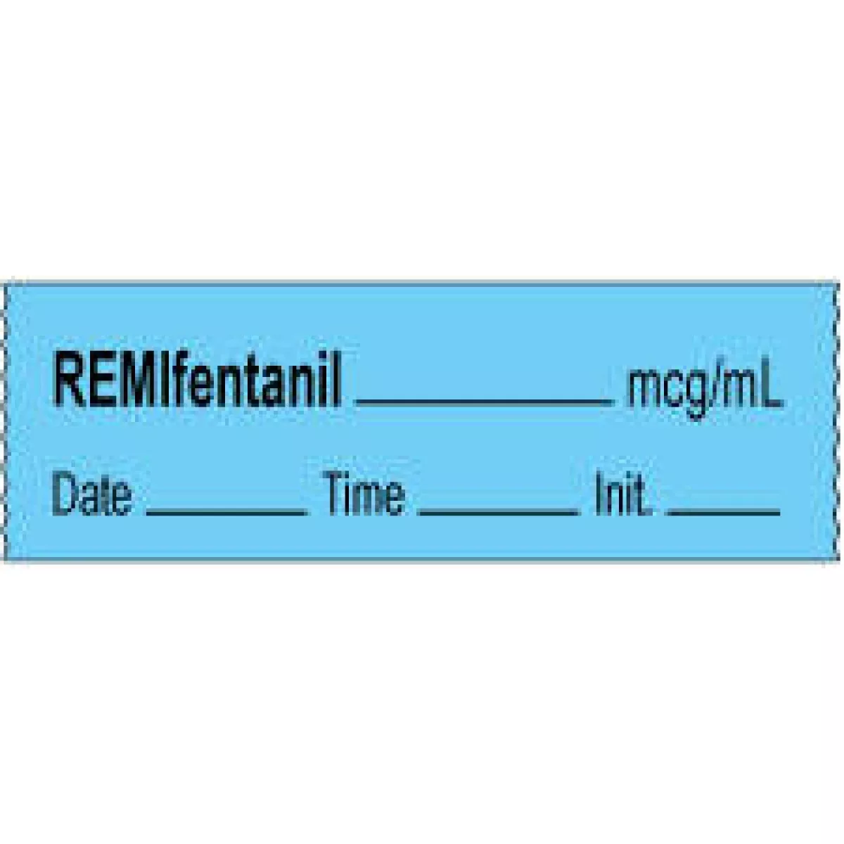 Anesthesia Tape With Date, Time & Initial | Tall-Man Lettering (Removable) Remifentanil Mcg/Ml 1/2" X 500" - 333 Imprints - Blue - 500 Inches Per Roll