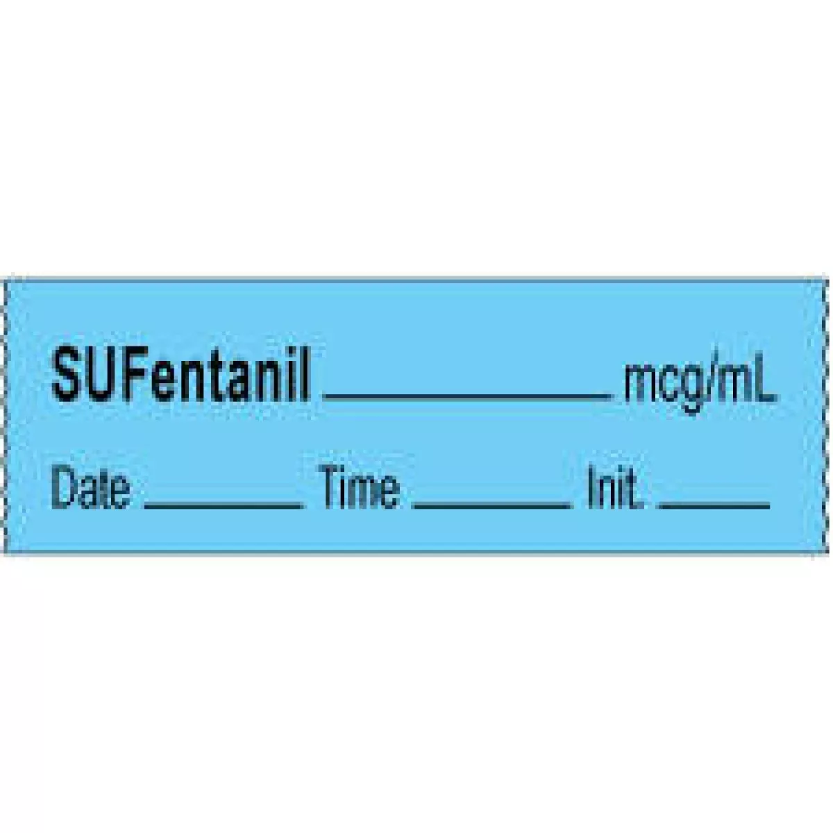 Anesthesia Tape With Date, Time & Initial | Tall-Man Lettering (Removable) Sufentanil Mcg/Ml 1/2" X 500" - 333 Imprints - Blue - 500 Inches Per Roll