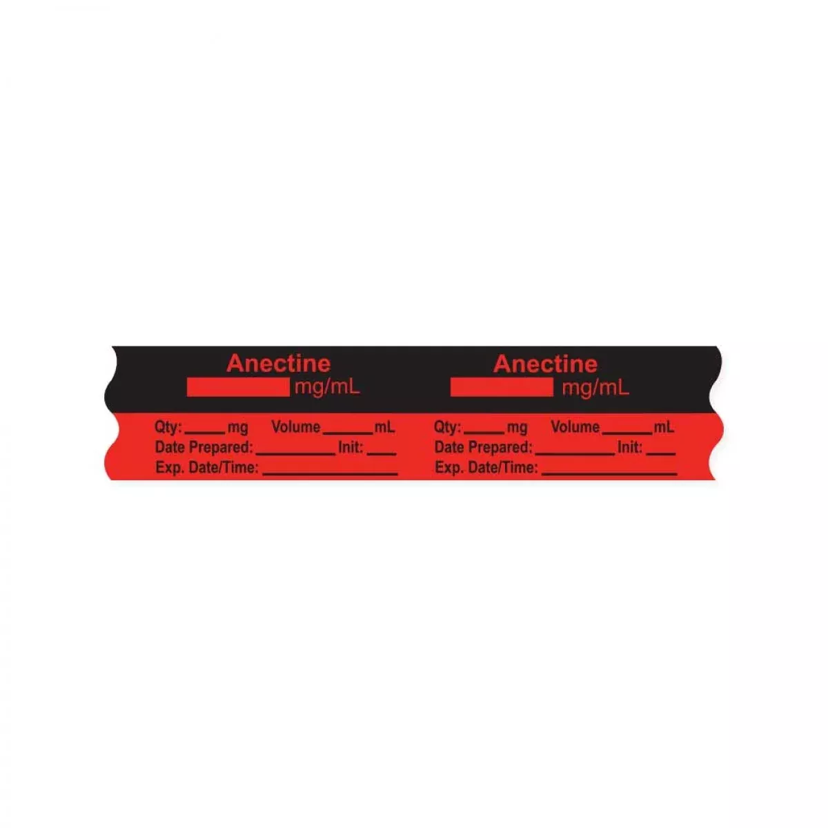 Anesthesia Tape, With Expiration Date, Time & Initial (Removable), "Anectine Mg/Ml" 3/4" X 500", Fluorescent Red - 333 Imprints - 500 Inches Per Roll