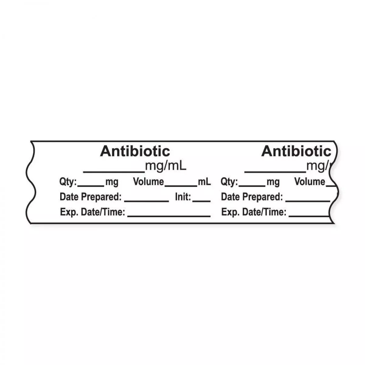Anesthesia Tape, With Expiration Date, Time & Initial (Removable), "Antibiotic Mg/Ml" 3/4" X 500"White - 333 Imprints - 500 Inches Per Roll
