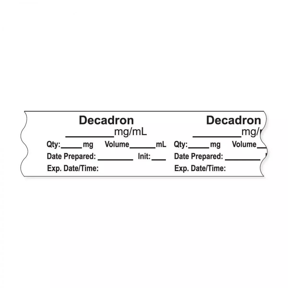 Anesthesia Tape, With Expiration Date, Time & Initial (Removable), "Decadron Mg/Ml" 3/4" X 500"White - 333 Imprints - 500 Inches Per Roll