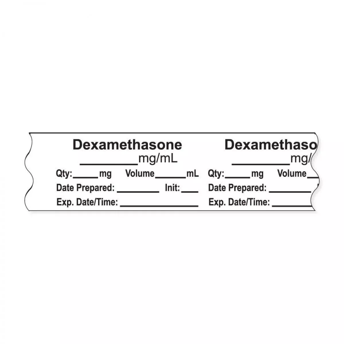 Anesthesia Tape, With Expiration Date, Time & Initial (Removable), "Dexamethasone Mg/Ml" 3/4" X 500"White - 333 Imprints - 500 Inches Per Roll
