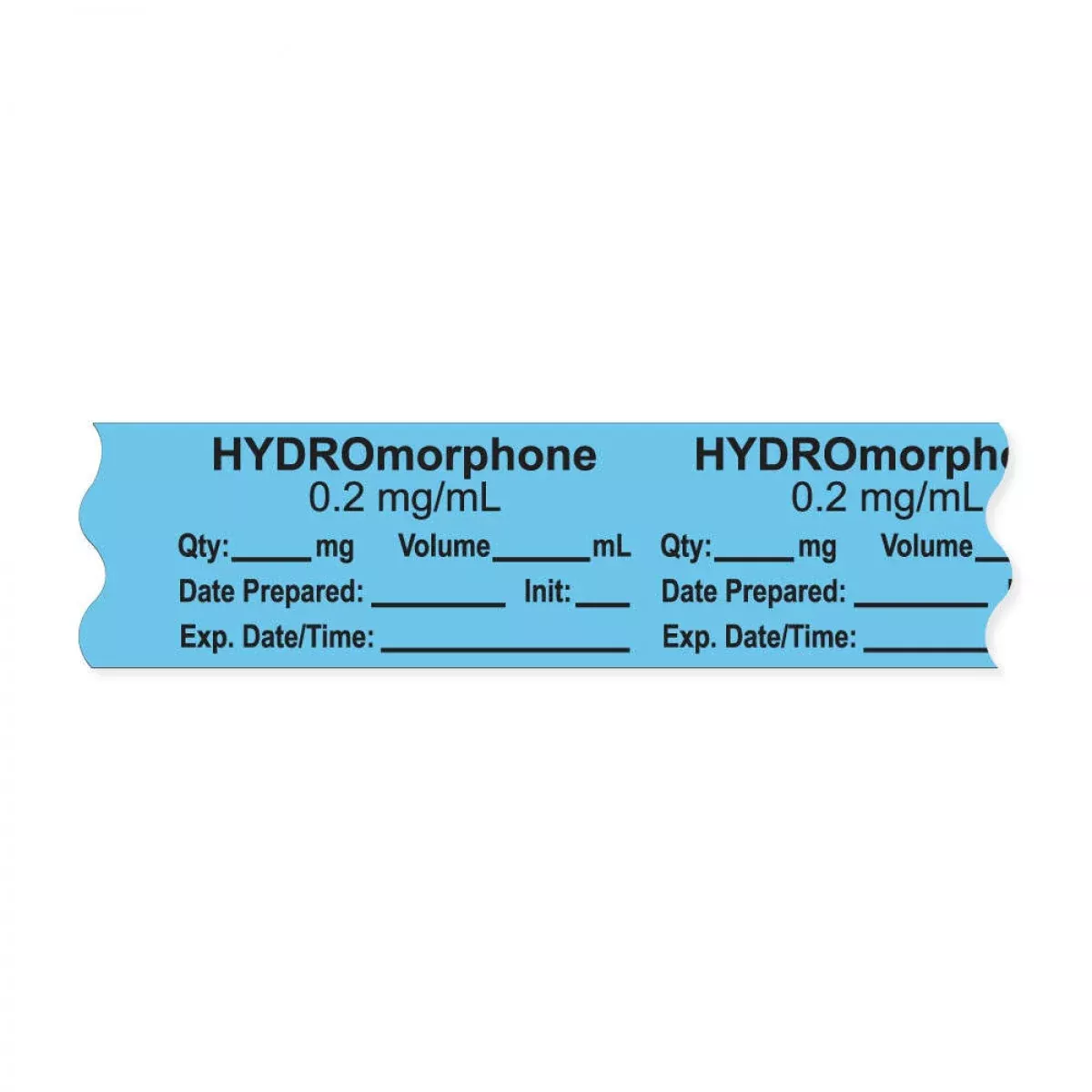 Anesthesia Tape, With Expiration Date, Time & Initial (Removable), "Hydromorphone 0.2 Mg/Ml" 3/4" X 500" Blue - 333 Imprints - 500 Inches Per Roll