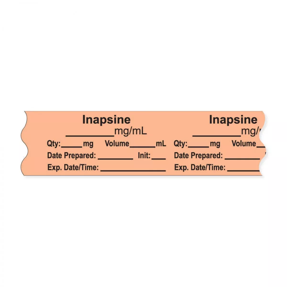 Anesthesia Tape, With Expiration Date, Time & Initial (Removable), "Inapsine Mg/Ml" 3/4" X 500", Salmon, - 333 Imprints - 500 Inches Per Roll