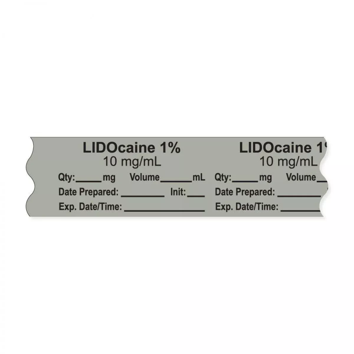 Anesthesia Tape, With Expiration Date, Time & Initial (Removable), "Lidocaine 1 10 Mg/Ml" 3/4" X 500", Gray - 333 Imprints - 500 Inches Per Roll