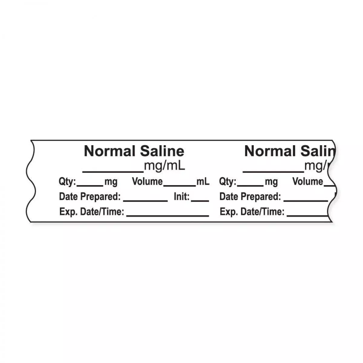 Anesthesia Tape, With Expiration Date, Time & Initial (Removable), "Normal Saline Mg/Ml" 3/4" X 500"White - 333 Imprints - 500 Inches Per Roll